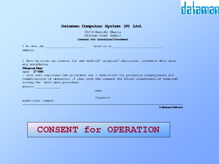 CONSENT for OPERATION 