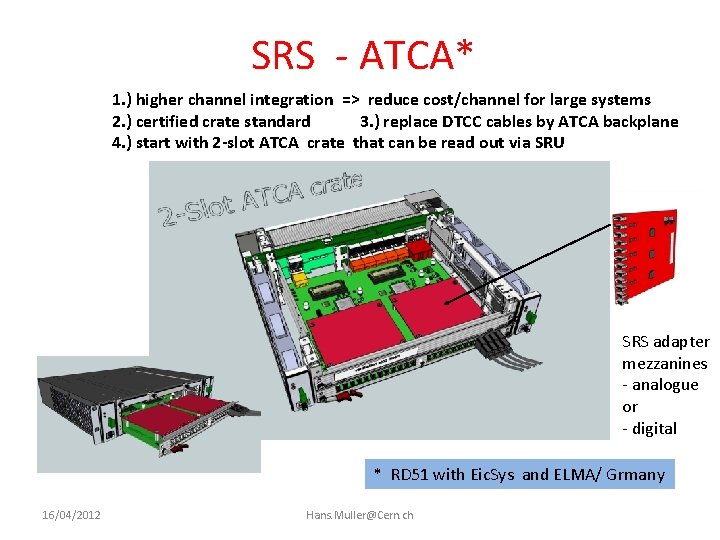 SRS - ATCA* 1. ) higher channel integration => reduce cost/channel for large systems
