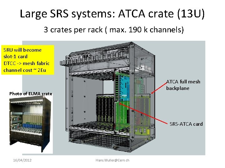 Large SRS systems: ATCA crate (13 U) 3 crates per rack ( max. 190