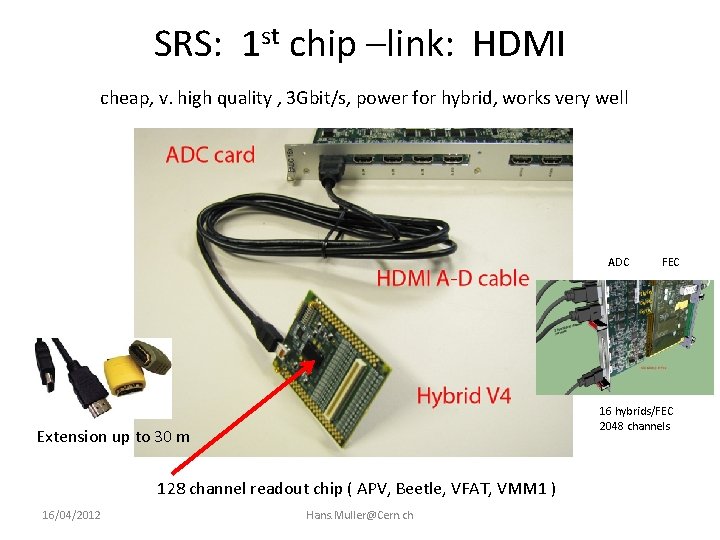 SRS: 1 st chip –link: HDMI cheap, v. high quality , 3 Gbit/s, power