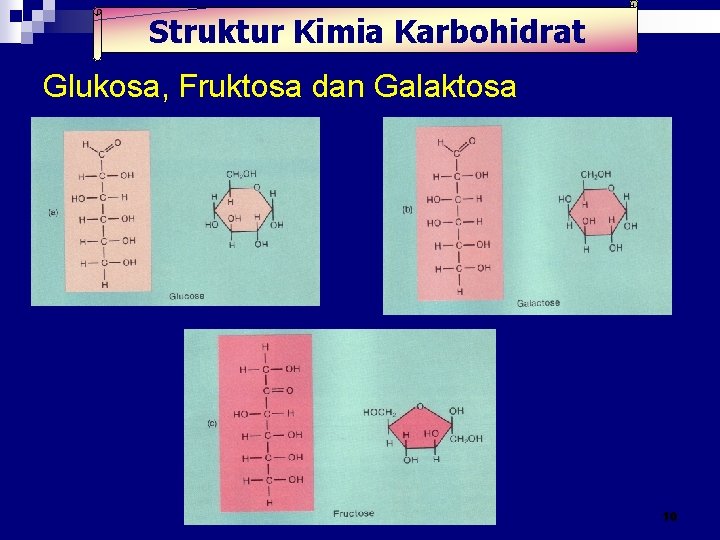 Struktur Kimia Karbohidrat Glukosa, Fruktosa dan Galaktosa 10 