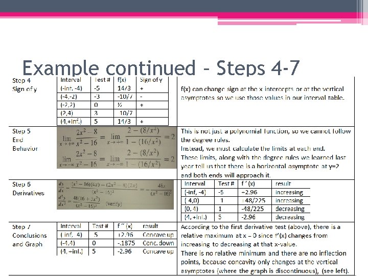 Example continued – Steps 4 -7 