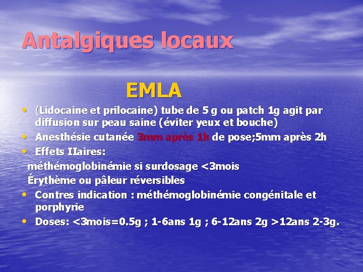 Antalgiques locaux EMLA • (Lidocaine et prilocaine) tube de 5 g ou patch 1