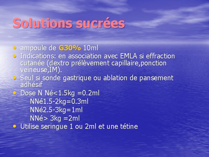 Solutions sucrées • ampoule de G 30% 10 ml • Indications: en association avec