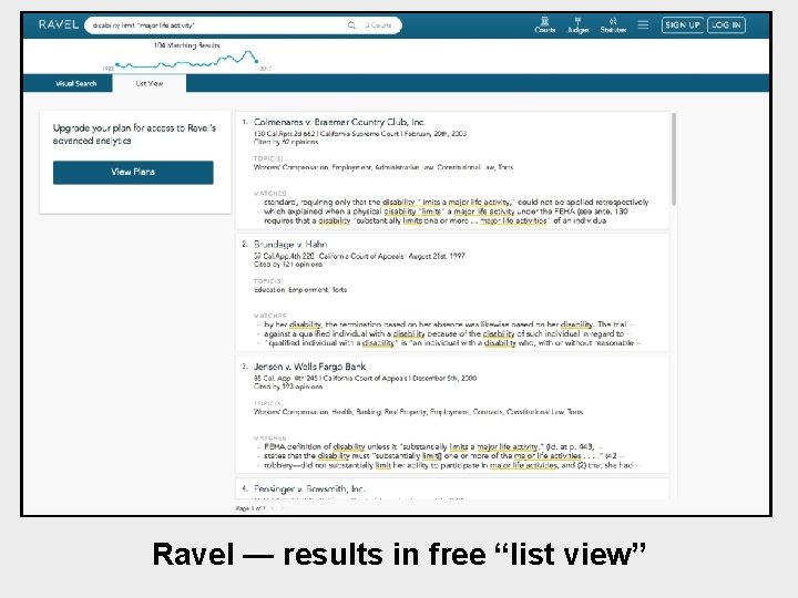 Ravel — results in free “list view” 