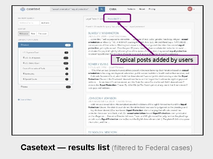 Topical posts added by users Casetext — results list (filtered to Federal cases) 