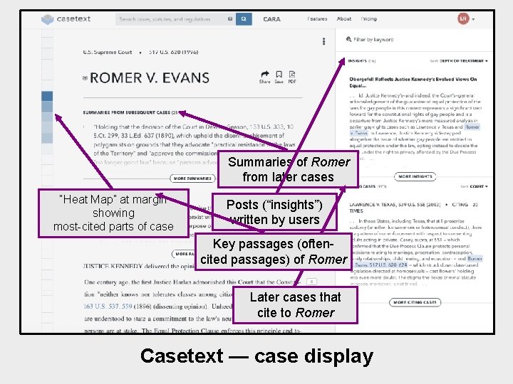 Summaries of Romer from later cases “Heat Map” at margin showing most-cited parts of