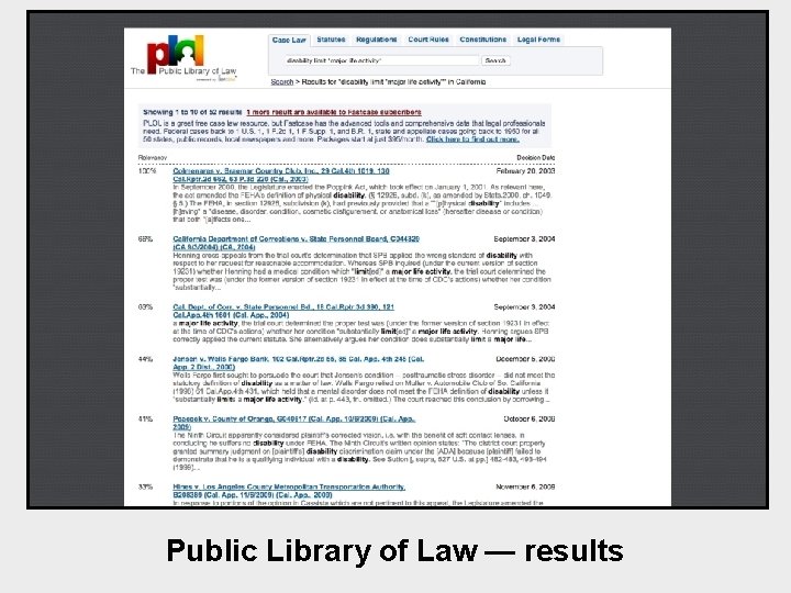 Public Library of Law — results 