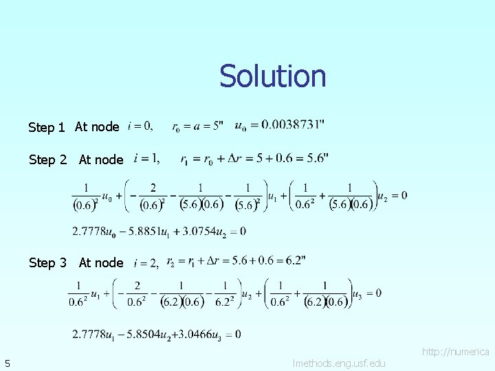 Solution Step 1 At node Step 2 At node Step 3 At node 5