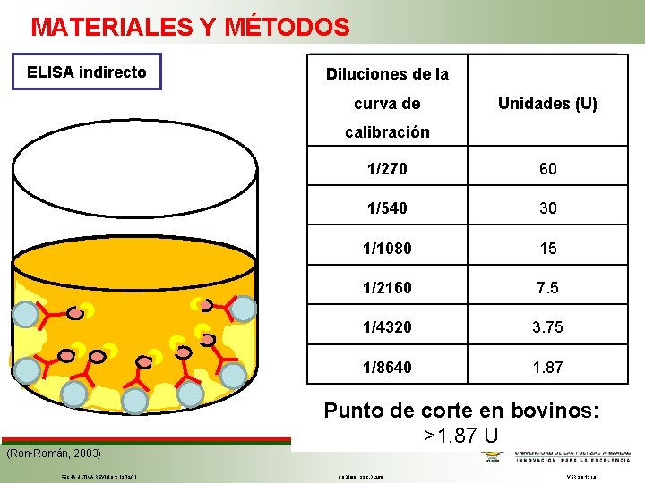 MATERIALES Y MÉTODOS ELISA indirecto 1. Sensibilización LPS Diluciones de la curva de Unidades