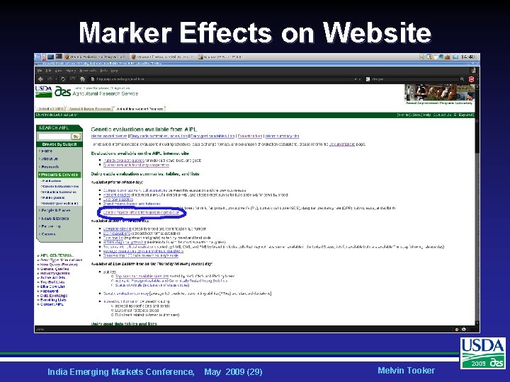 Marker Effects on Website India Emerging Markets Conference, May 2009 (29) Melvin Tooker 2009