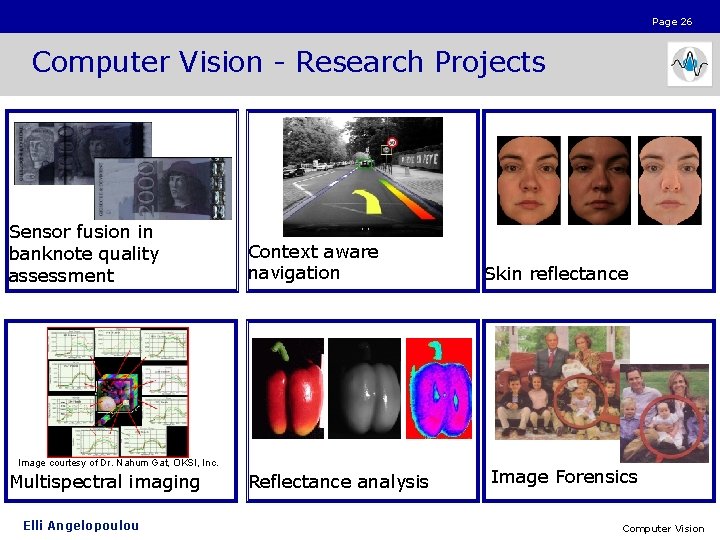 Page 26 Computer Vision - Research Projects Sensor fusion in banknote quality assessment Context