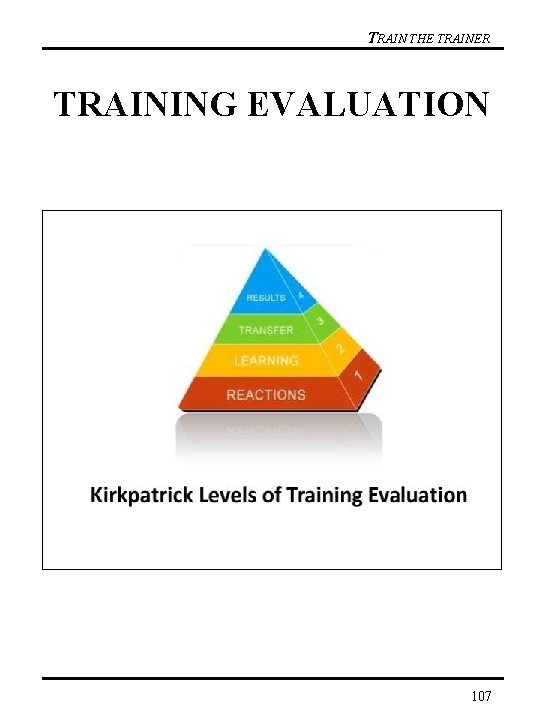 TRAIN THE TRAINER TRAINING EVALUATION 107 