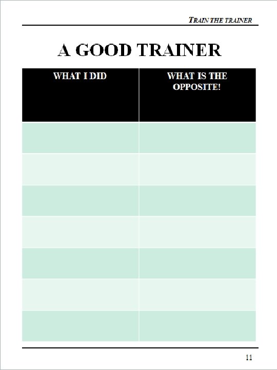 TRAIN THE TRAINER A GOOD TRAINER 11 