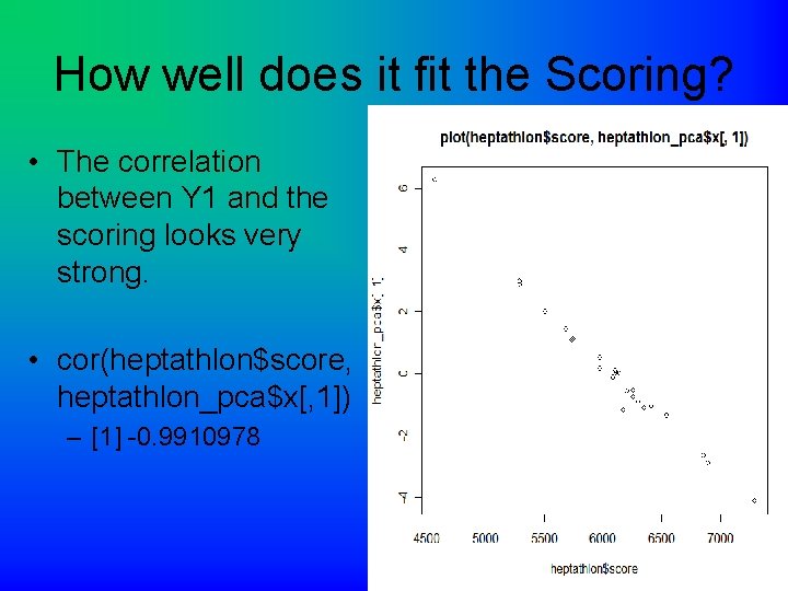 How well does it fit the Scoring? • The correlation between Y 1 and