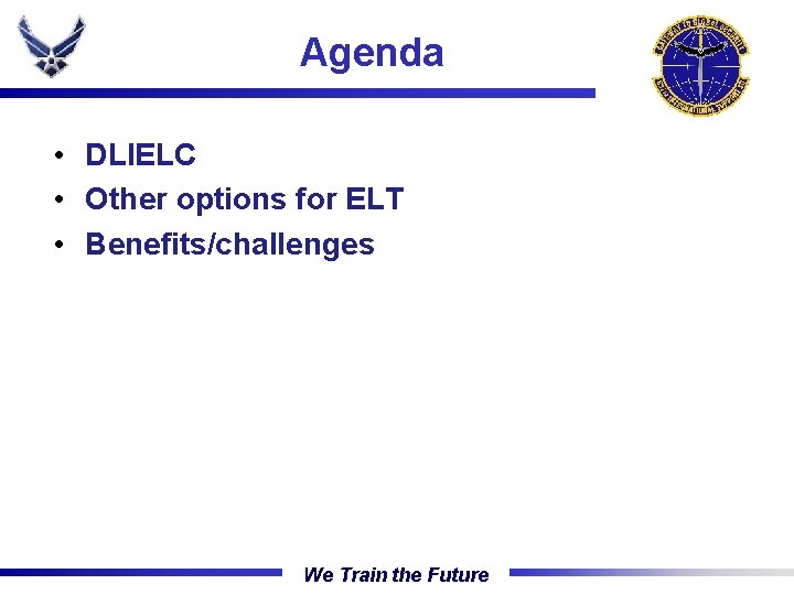 Agenda The Gateway Wing • DLIELC • Other options for ELT • Benefits/challenges We