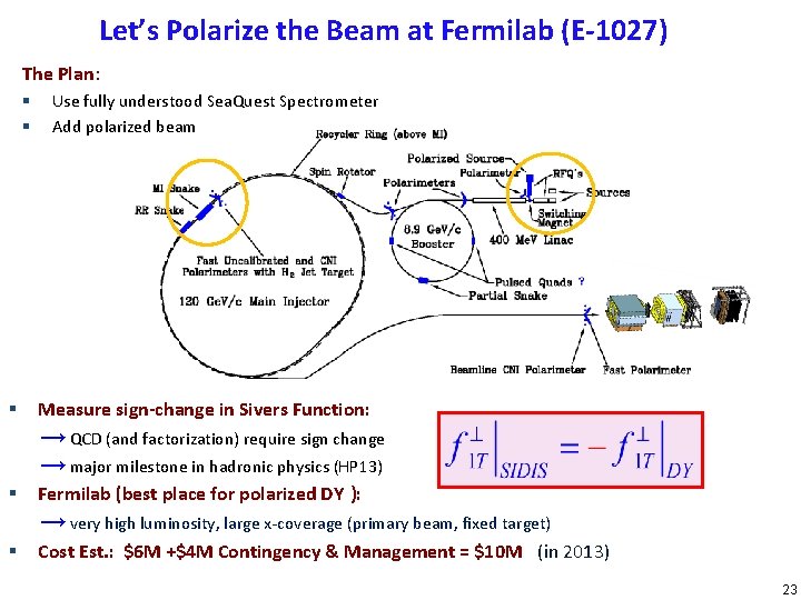 Let’s Polarize the Beam at Fermilab (E-1027) The Plan: § § Use fully understood