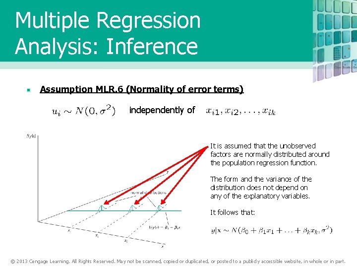 Multiple Regression Analysis: Inference Assumption MLR. 6 (Normality of error terms) independently of It