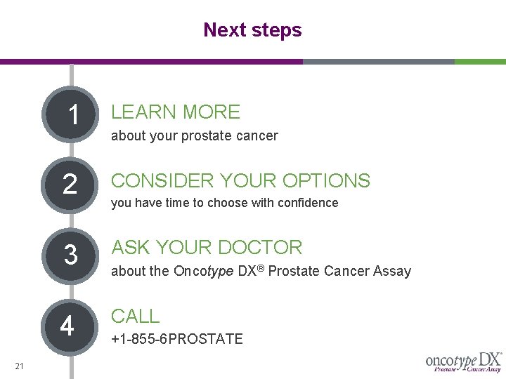 Next steps 21 1 LEARN MORE 2 CONSIDER YOUR OPTIONS 3 ASK YOUR DOCTOR