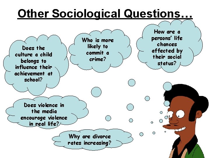 Other Sociological Questions… Does the culture a child belongs to influence their achievement at