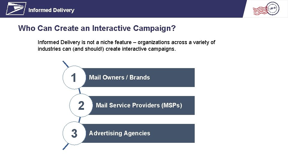 Informed Delivery Who Can Create an Interactive Campaign? Informed Delivery is not a niche