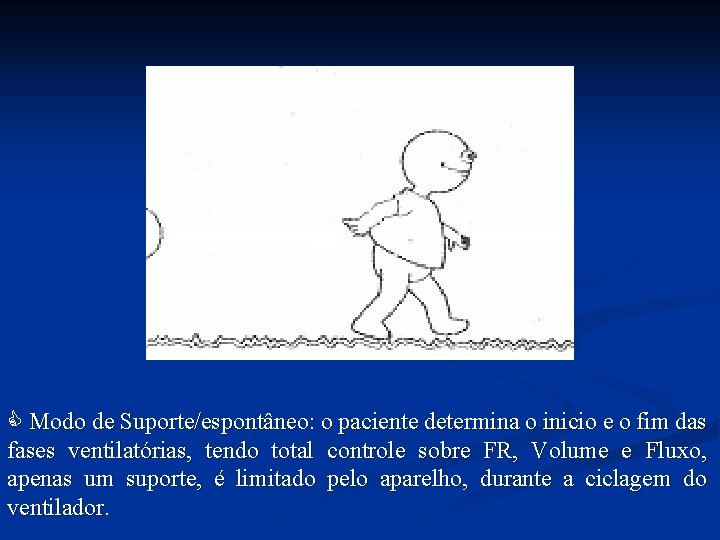  Modo de Suporte/espontâneo: o paciente determina o inicio e o fim das fases