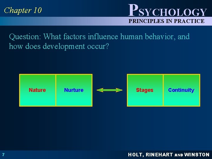 PSYCHOLOGY Chapter 10 PRINCIPLES IN PRACTICE Question: What factors influence human behavior, and how PSYCHOLOGY Chapter 10 PRINCIPLES IN PRACTICE Question: What factors influence human behavior, and how