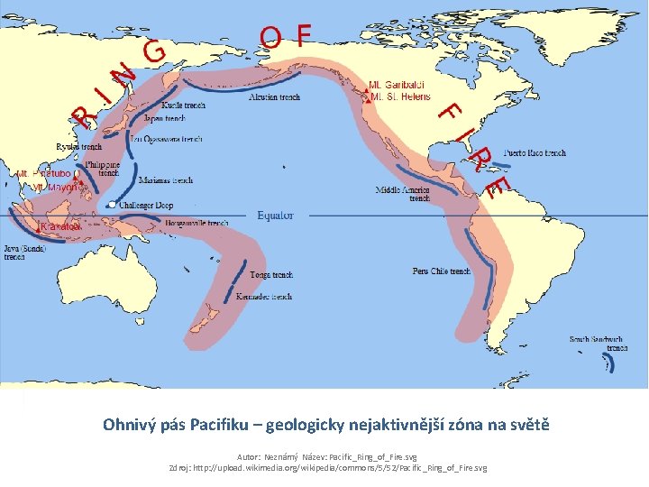 Ohnivý pás Pacifiku – geologicky nejaktivnější zóna na světě Autor: Neznámý Název: Pacific_Ring_of_Fire. svg