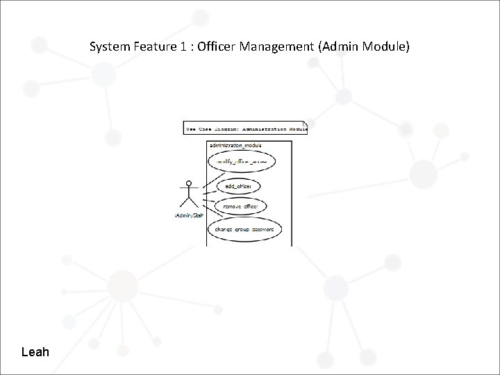 System Feature 1 : Officer Management (Admin Module) Leah 