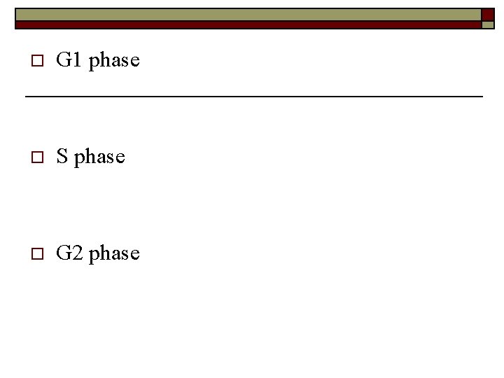 o G 1 phase o S phase o G 2 phase 