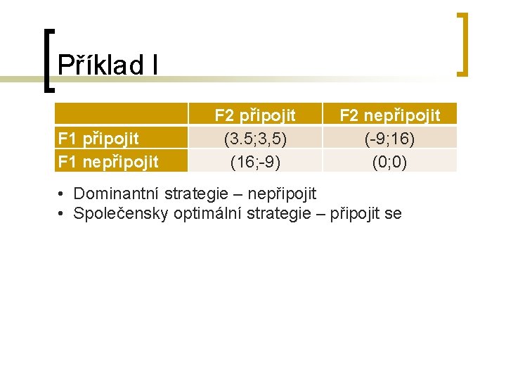 Příklad I F 1 připojit F 1 nepřipojit F 2 připojit (3. 5; 3,