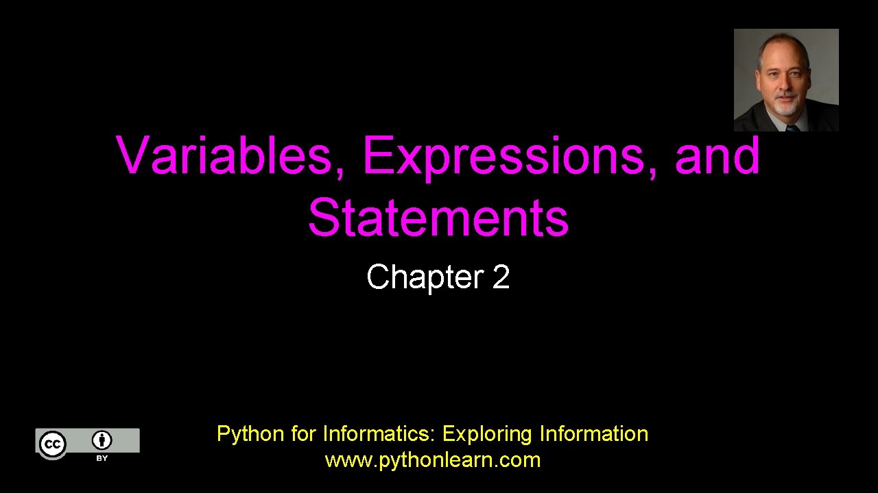 Variables, Expressions, and Statements Chapter 2 Python for Informatics: Exploring Information www. pythonlearn. com