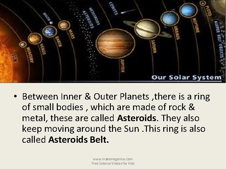  • Between Inner & Outer Planets , there is a ring of small