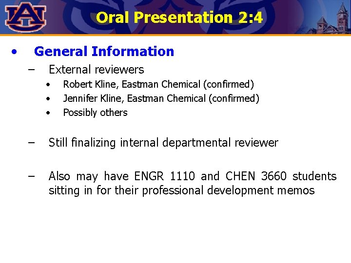 Oral Presentation 2: 4 • General Information – External reviewers • • • Robert