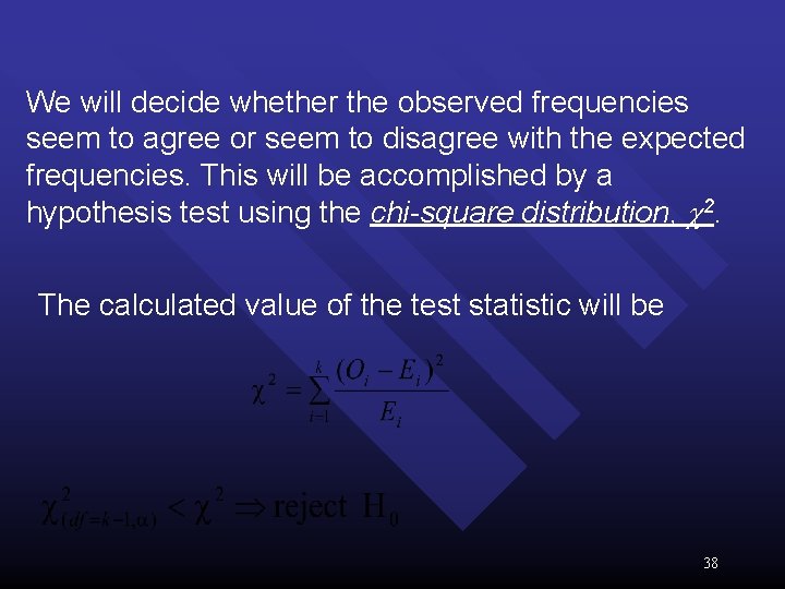 We will decide whether the observed frequencies seem to agree or seem to disagree