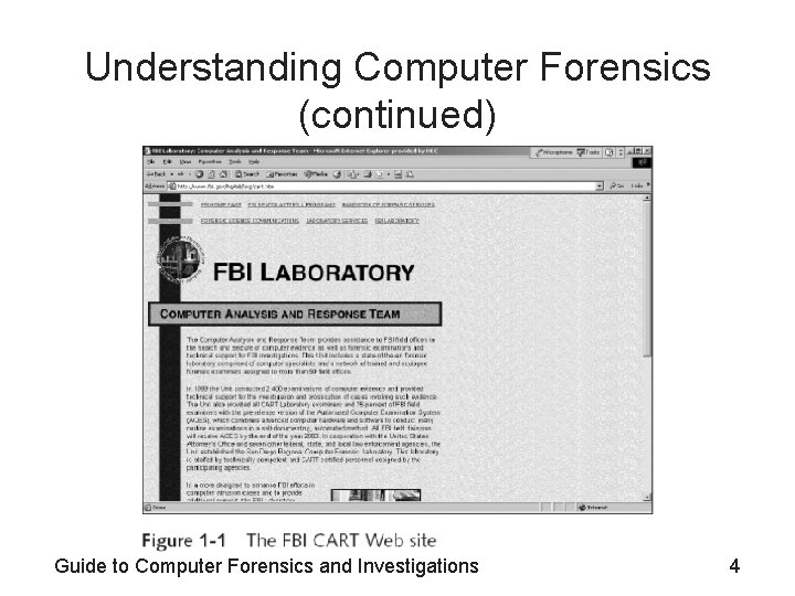Understanding Computer Forensics (continued) Guide to Computer Forensics and Investigations 4 