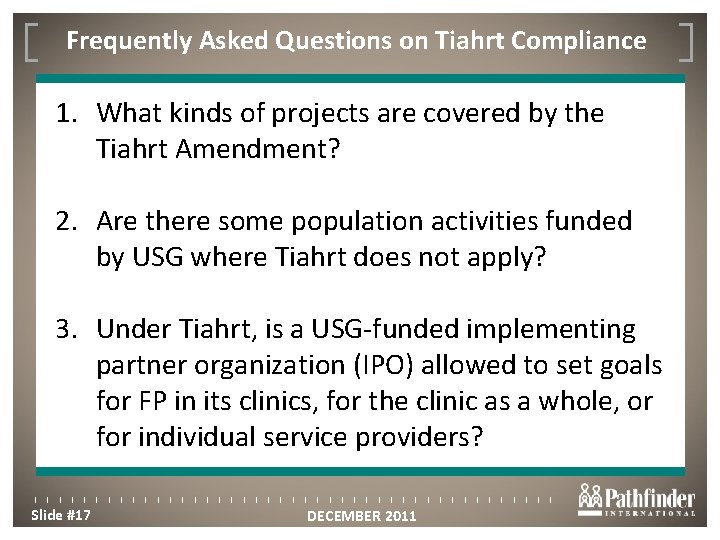 Frequently Asked Questions on Tiahrt Compliance Click to edit Master title style 1. What