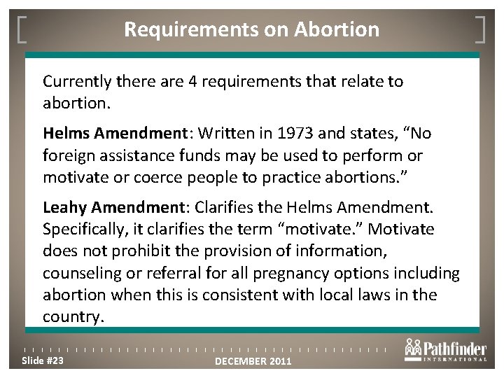 Requirements on Abortion Click to edit Master title style Currently there are 4 requirements