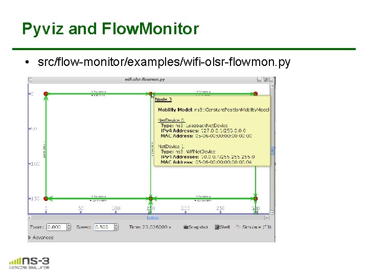 Pyviz and Flow. Monitor • src/flow-monitor/examples/wifi-olsr-flowmon. py Pyviz and Flow. Monitor • src/flow-monitor/examples/wifi-olsr-flowmon. py