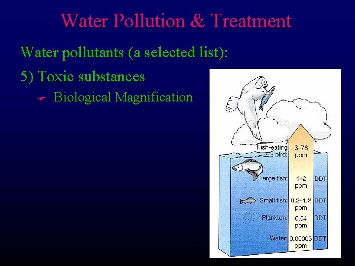 Water Pollution & Treatment Water pollutants (a selected list): 5) Toxic substances F Biological