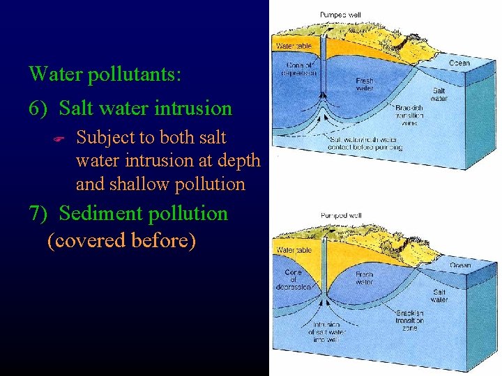 Water pollutants: 6) Salt water intrusion F Subject to both salt water intrusion at