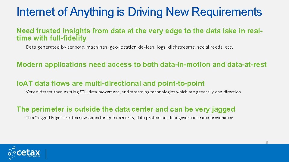 Internet of Anything is Driving New Requirements Need trusted insights from data at the