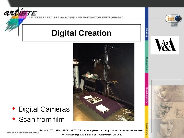 Digital Creation • • Digital Cameras Scan from film Project IST_1999_11978 - ARTISTE –