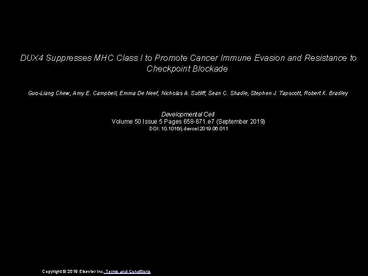 DUX 4 Suppresses MHC Class I to Promote Cancer Immune Evasion and Resistance to