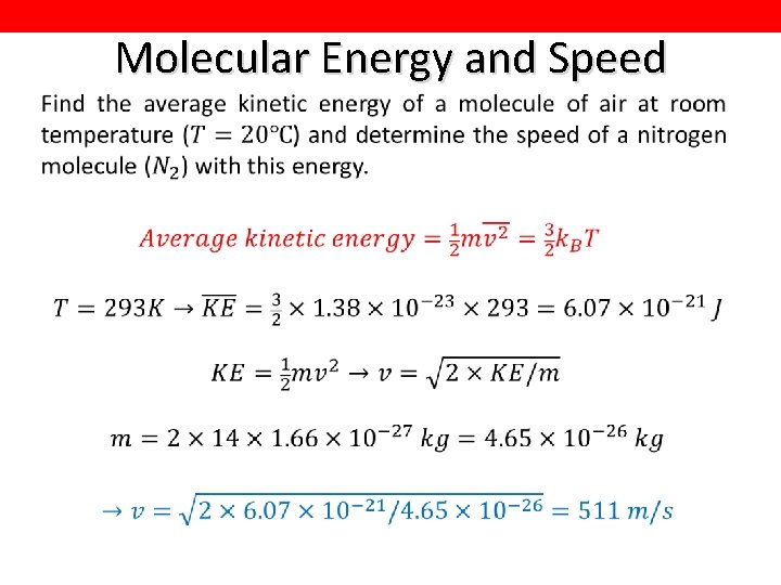 Molecular Energy and Speed 