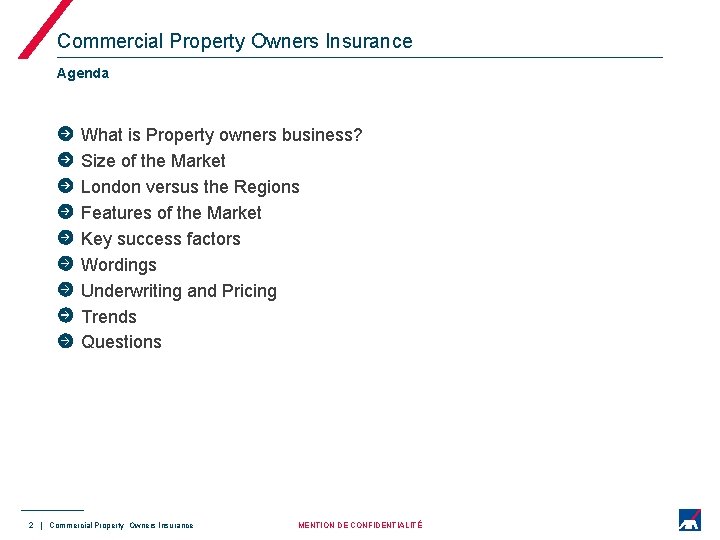 Commercial Property Owners Insurance Agenda What is Property owners business? Size of the Market