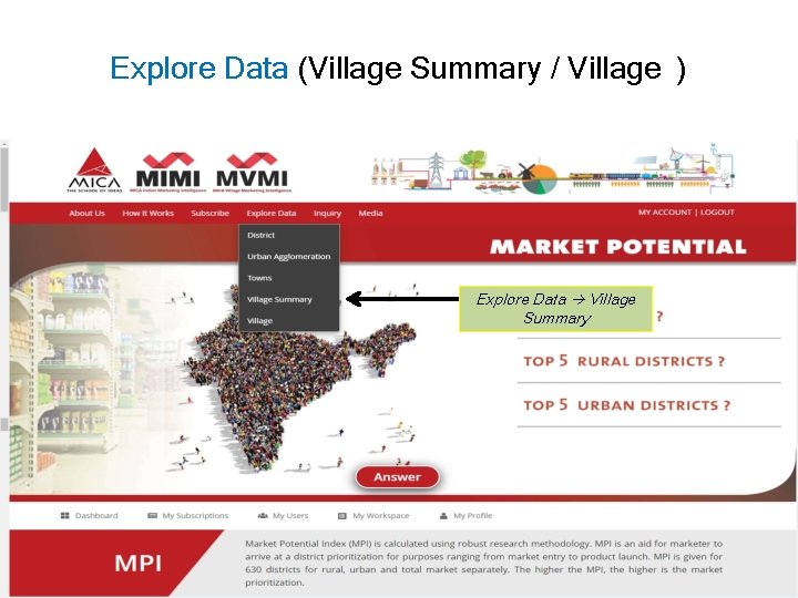 Explore Data (Village Summary / Village ) Explore Data Village Summary 