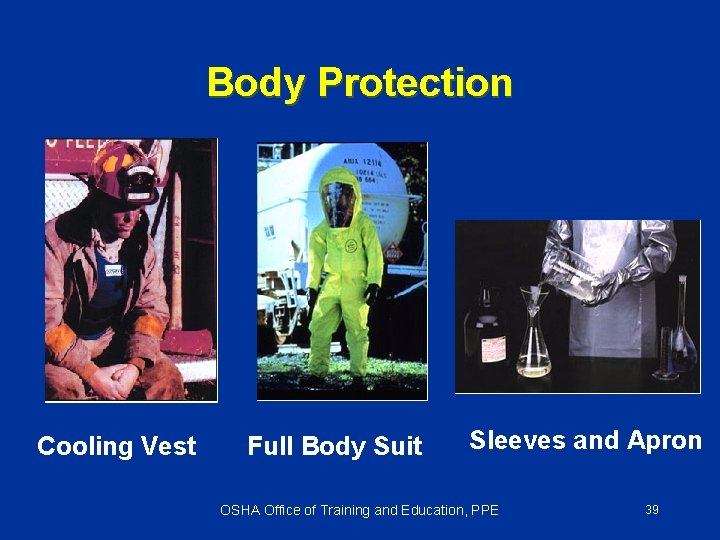 Body Protection Cooling Vest Full Body Suit Sleeves and Apron OSHA Office of Training