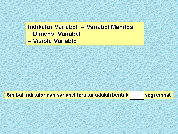 Indikator Variabel = Variabel Manifes = Dimensi Variabel = Visible Variable Simbul Indikator dan