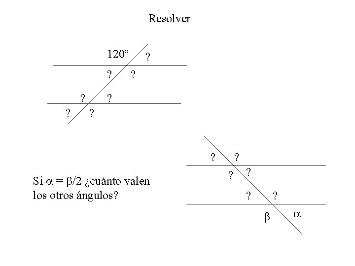 Resolver 120º ? ? ? ? Si a = b/2 ¿cuánto valen los otros Resolver 120º ? ? ? ? Si a = b/2 ¿cuánto valen los otros